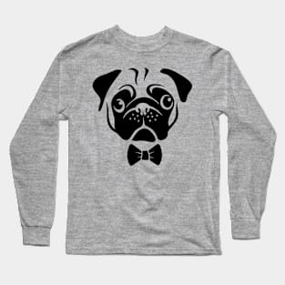 Cute Pug Face and Tie by AiReal Apparel Long Sleeve T-Shirt